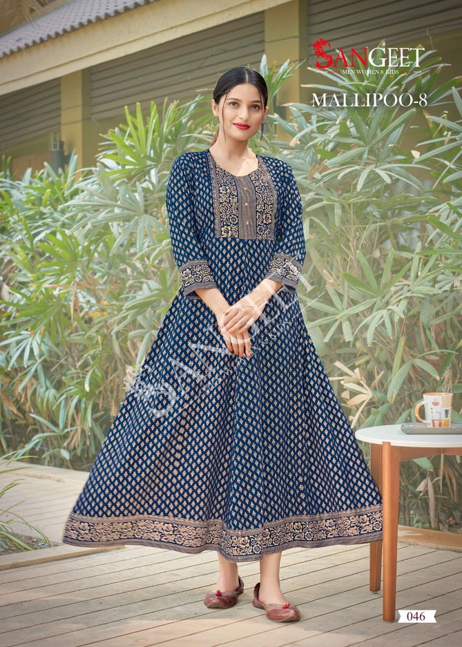 Sangeet Mallipoo 8  Anarkali Kurti Catalog